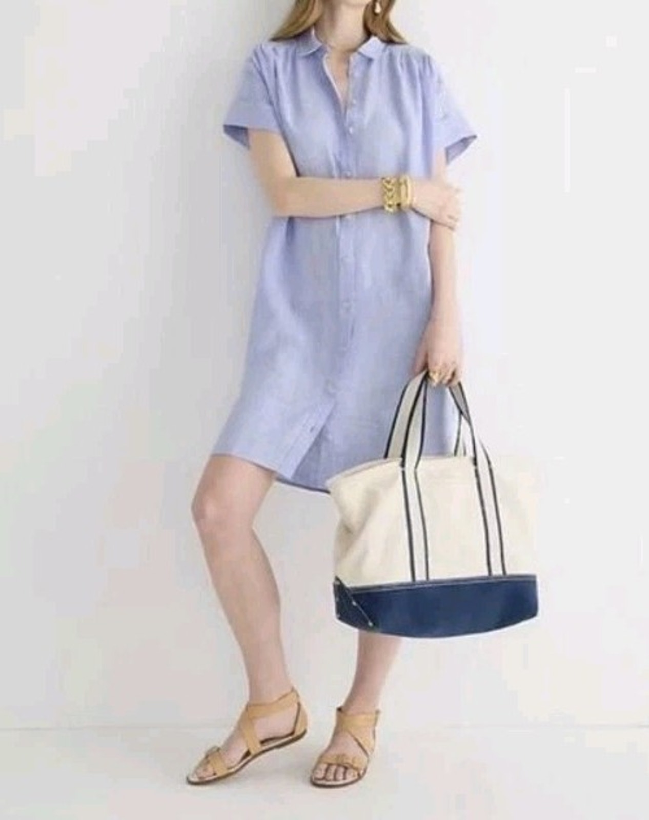 J Crew Baird Mcnutt Irish Linen Blue Chambray Shirt Dress Size Small Preppy